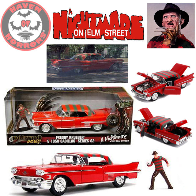 A Nightmare on Elm Street Hollywood Rides 1958 Cadillac with Freddy Figure