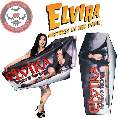 Elvira Classic Red Logo Coffin Beach Towel