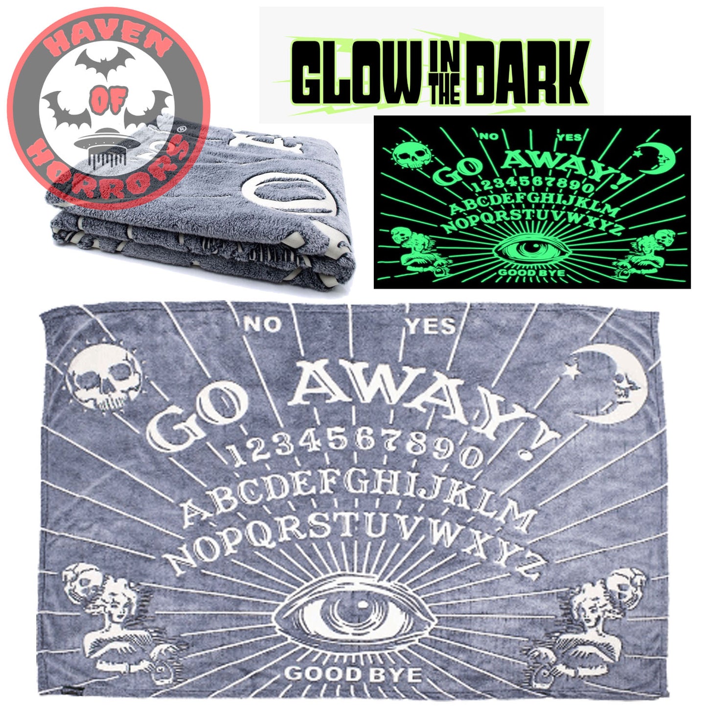 Go Away Glow In The Dark Throw Blanket