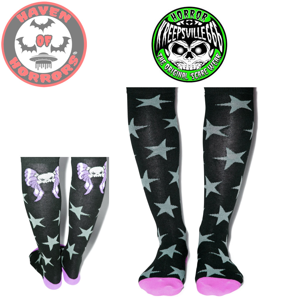 Skully Bow Stars Socks