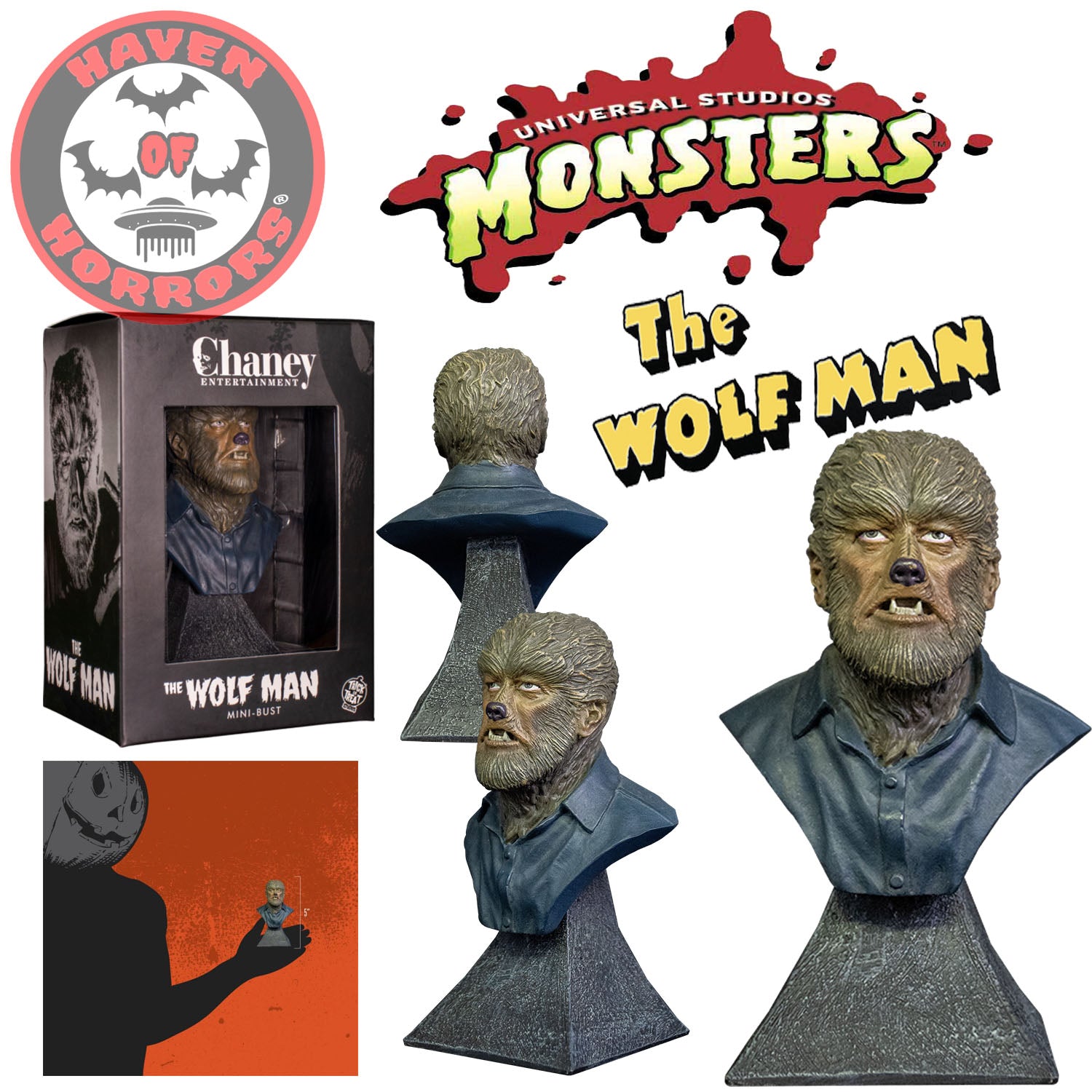 universal monsters bust The Wolf Man Mini Bust