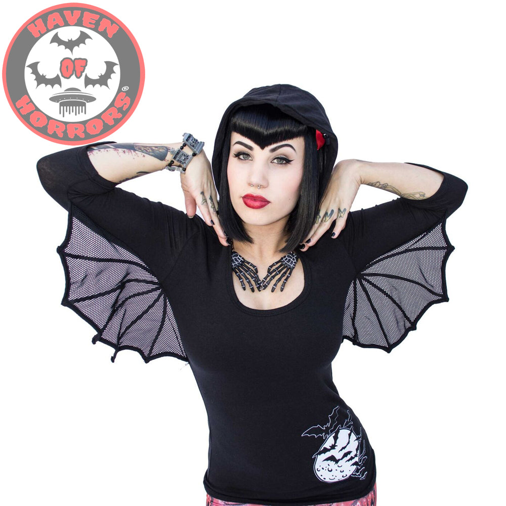 Bat Wing Hooded Tunic Top