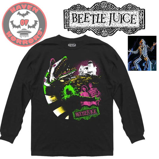 Beetlejuice Sandworm Collage With Logo Long Sleeve