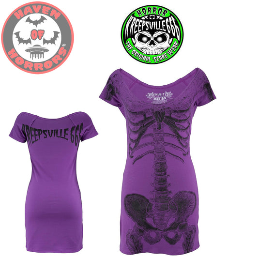 Black Skeleton Purple Dress