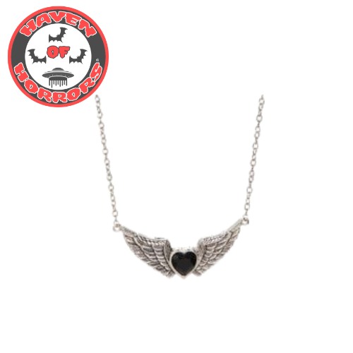 Black Angel Heart Winged Necklace