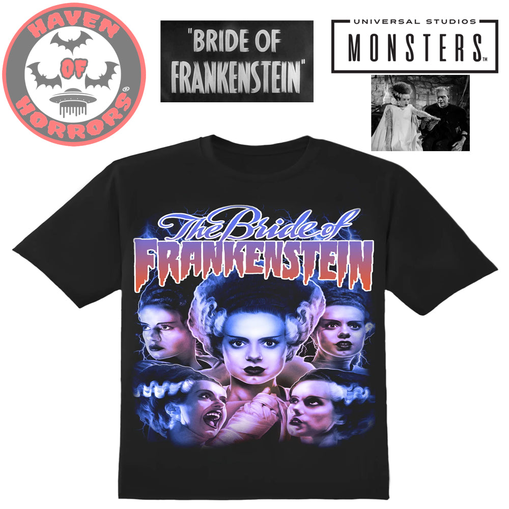 Universal Monsters Bride of Frankenstein Collage T-Shirt