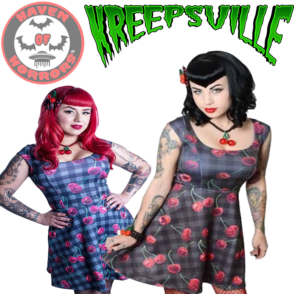 Cherry Skull Marilyn Flare Dress