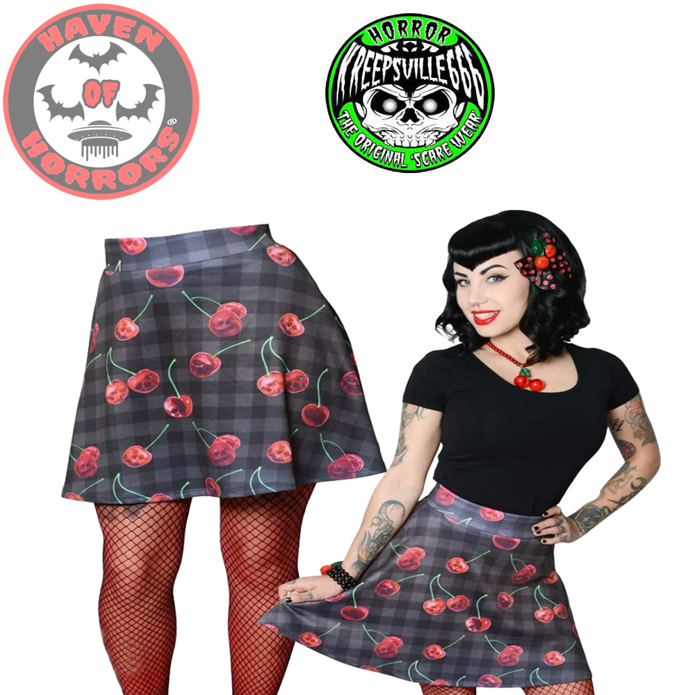 Cherry Skull Skater Skirt