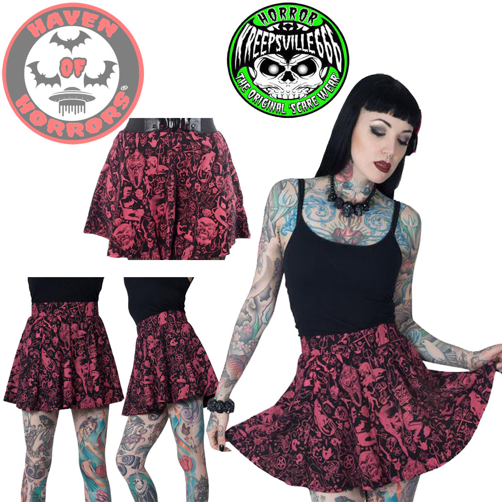 Devil Made Me Do It Black Skater Skirt