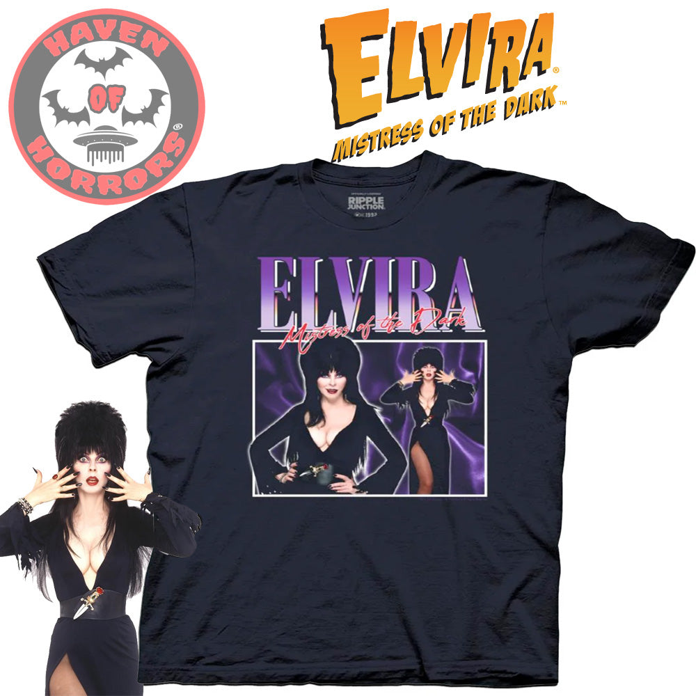 Elvira 90's Throwback T-Shirt (Navy)