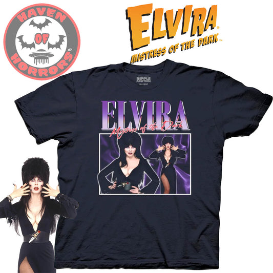 Elvira 90's Throwback T-Shirt (Navy)