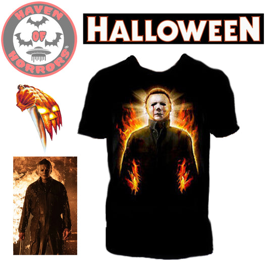 Halloween Michael Myers Flames T-shirt