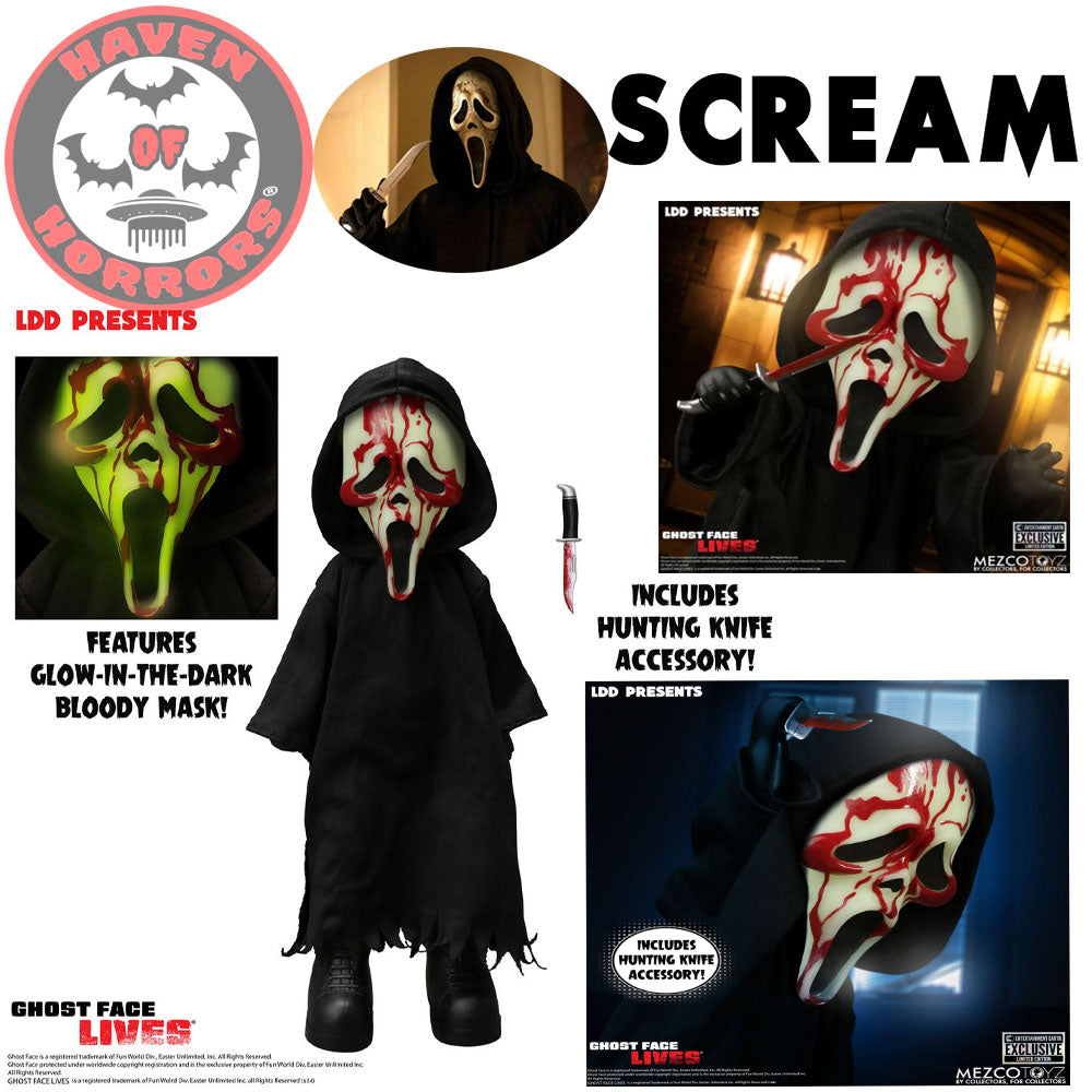 Scream Ghostface Lives Bloody Glow-in-the-Dark 10-Inch Living Dead Doll