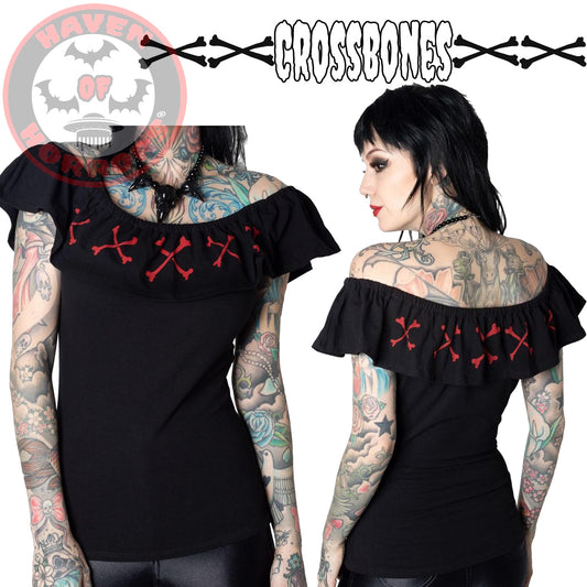 Ruffle Red Crossbones Top