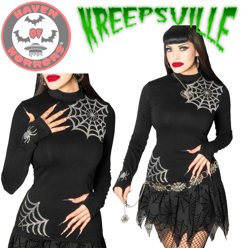 Spiderweb Sparkle Long Sleeve Top