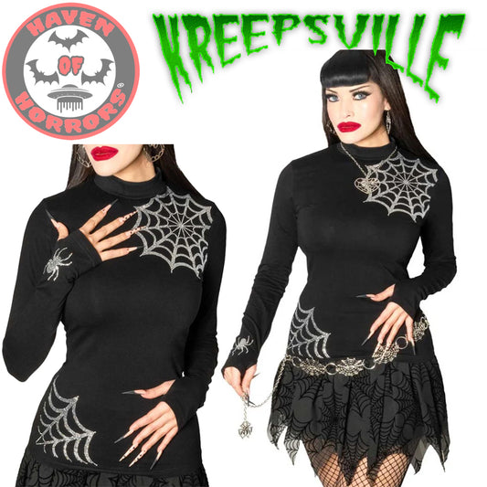 Spiderweb Sparkle Long Sleeve Top