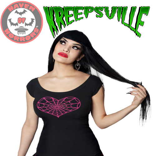 Spiderweb Heart Shoulder Top (Pink)