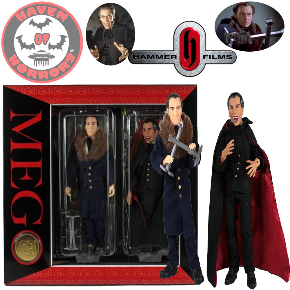 Mego - WorldÕs Greatest Mego Monsters - Hammer Horror Dracula & Van Helsing 8" Action Figure 2-Pack with Collectible Coin