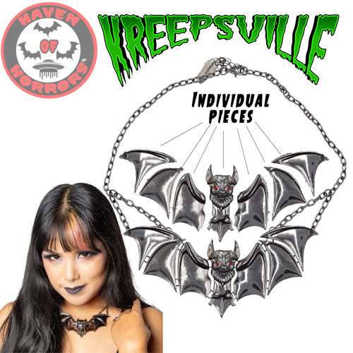 Creature Of The Night Bat Chrome Necklace