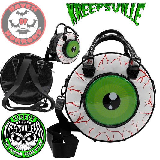 Eyeball Black Glitter Backpack Purse