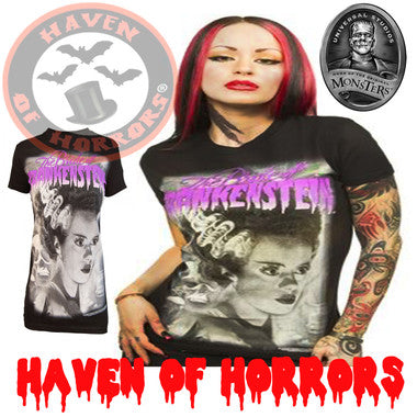 Universal Monsters Purple Bride of Frankenstein Tee