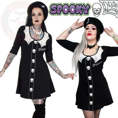 Spooky Girl Flare 3/4 Sleeve Dress