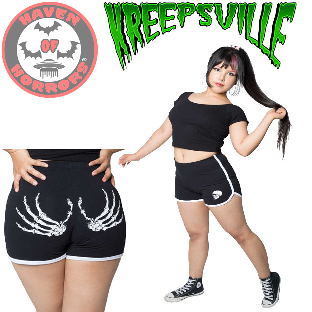 Skeleton Hand Womens Running Shorts