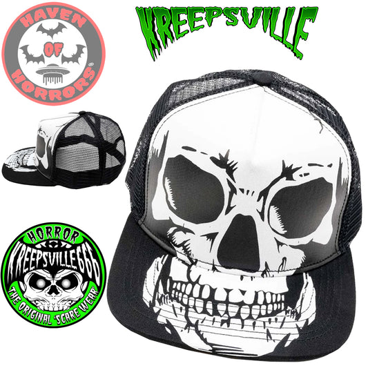 Big Skull White Trucker Hat