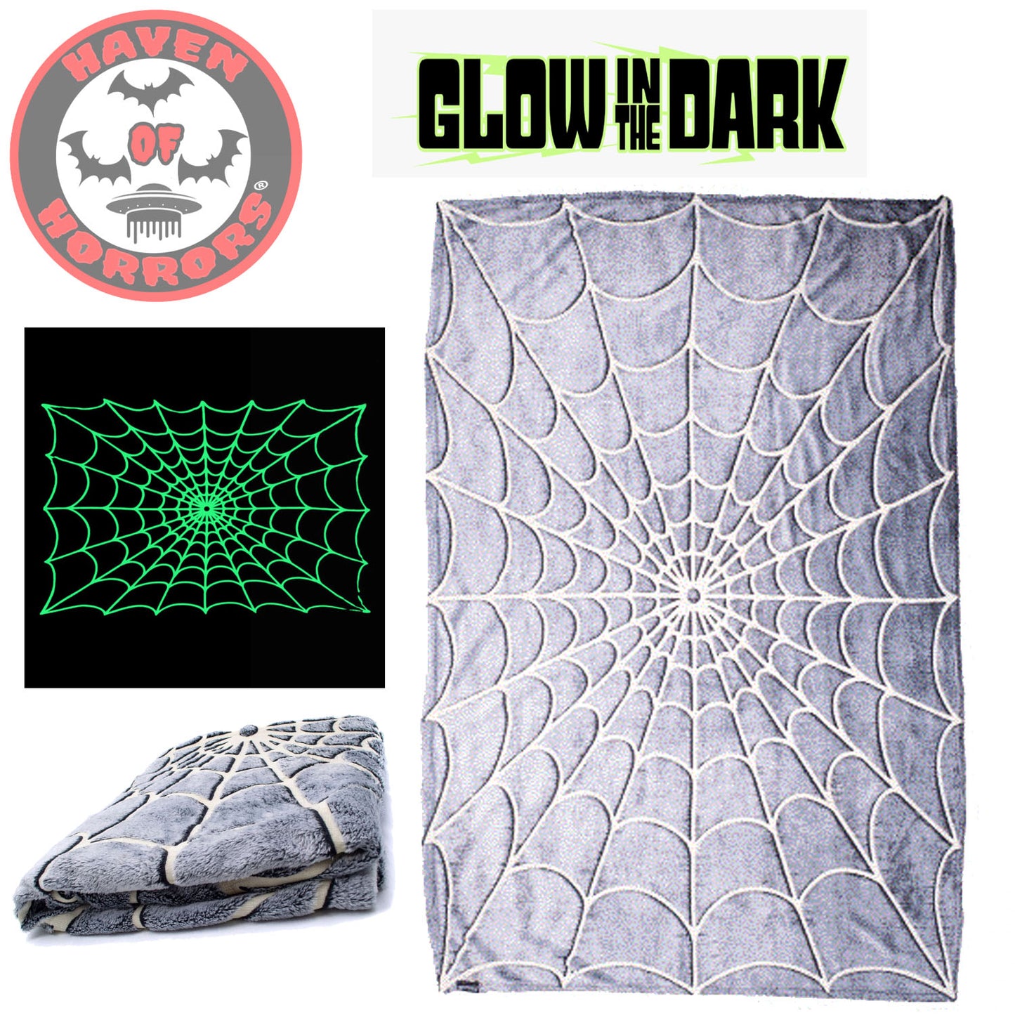 Spiderweb Glow In The Dark Throw Blanket
