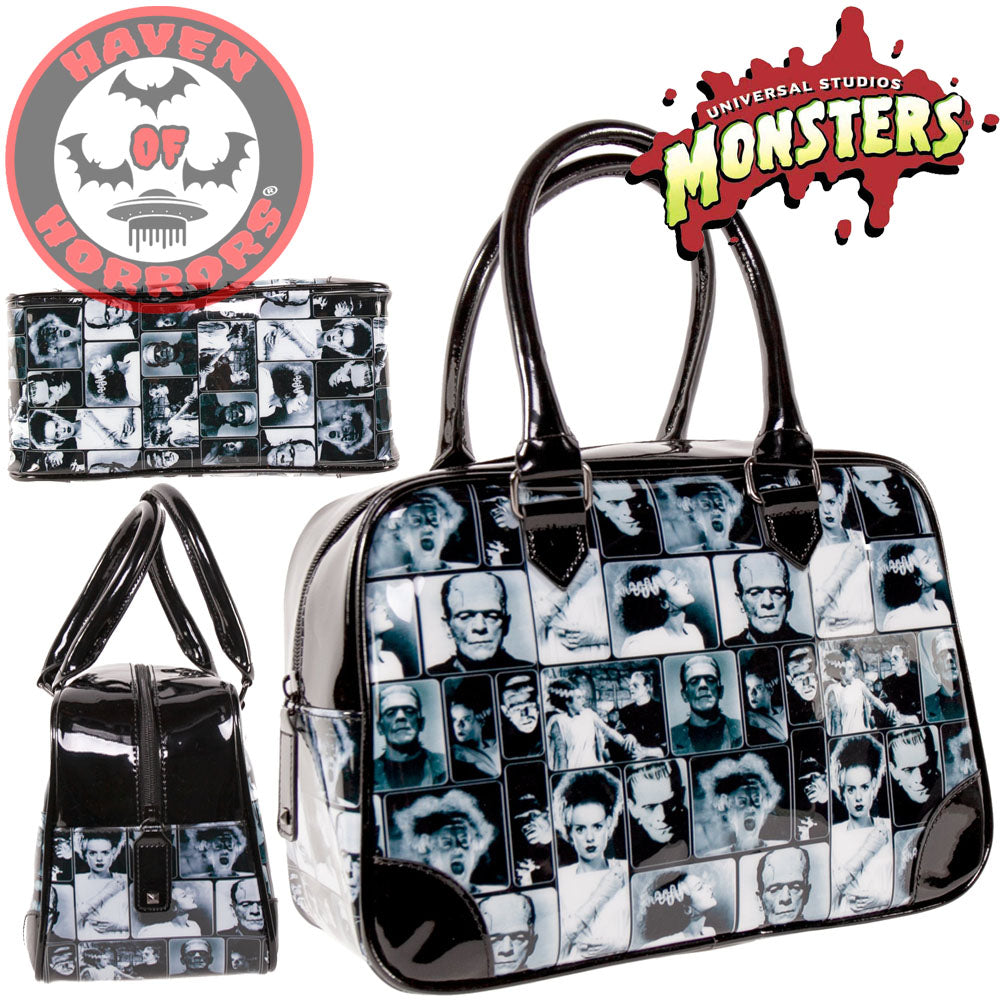 Universal Monsters Frankenstein and Bride Retro Tile Bowler Handbag